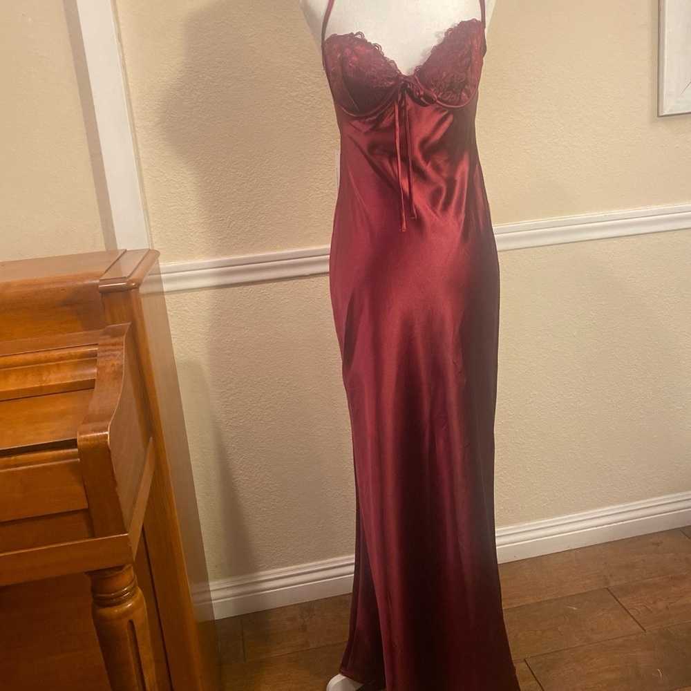 Princess Polly Fayden Burgundy/Deep Red Satin Maxi Dress